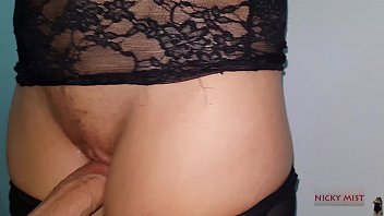 Sexy black stocking pantyhose cum and wear it